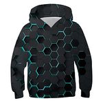 Kinberr Teen Boys Girls 3D Graphic Hooded Sweatshirt Cool Casual Hoodies Novelty Long Sleeve Pullover Hoody Coat with Big Pocket