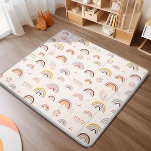 Foldable Baby Play Mat, PIGLOG Waterproof Playmats for Babies and Toddlers Kids, Safe Foam Playmat for Tummy Time, 50x50 Playpen Mat, Reversible Portable Baby Floor Mat for Infant, Toddler, Rainbow