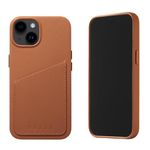 Mujjo Leather Wallet Phone Case - Fits iPhones 14 and 13 - MagSafe Compatible - Premium European Leather Case with Card Pocket - Enhanced Phone & Camera Lens Protection - Slim Profile