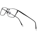 FONEX Titanium Glasses Frame for Men,Square Eyewear Full Optical Eyeglasses F85641 (F85641 Black)