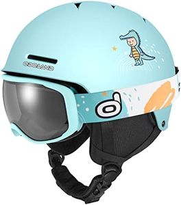 Odoland Casuqe de Ski avec Lunettes 2 en 1 pour Enfant, Graçons et Filles, Anti-Choc, Ventilation, Casque de Snowboard et Masque de Ski pour Enfant et Adolescent de 6-14 Ans