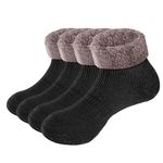 YUEDGE Mens Non Slip Slipper Socks Black Cozy Plush Fleece Thermal Warm Socks Home Hospital Socks for Men Size 6-9, 2 Pairs/Pack