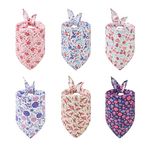 6Pcs Floral Dog Bandana, Dog Triangle Bibs Summer Dog Bandanas for Outdoor, Fashion Fall Dog Bandanas Dog Scarfs Spring Flower Pet Triangle Bib Dog Triangle Kerchief for Dogs Cats