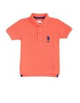 U.S. POLO ASSN. Boy's Solid Regular Fit T-Shirt (UKTSHC0010_Coral 4 5 Years)