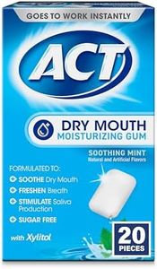 ACT Dry Mouth Moisturizing Gum with Xylitol, Sugar-Free Soothing Mint, 20 Pieces Sugar-Free Dry Mouth Gum