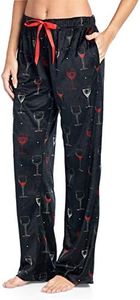 Ashford & Brooks Women's Plush Mink Fleece Pajama Sleep Pants - Black Wine - Large