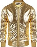 COOFANDY Mens Metallic Coat 70s Disco Christmas Party Varsity Jacket Zip-up Baseball Bomber Jacket