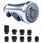 Hibbent Pull Down Spray Head for Kitchen Faucet, 3-Function Kitchen Sink Spray Nozzle with 15 Adapters, Faucet Head Replacement Compatible with Moen, American Standard, Delta, Kohler Faucets, Chrome