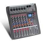 MIZISNR 6 Channel Audio Mixer, Professional Digital Sound Board DJ Mixers with 48V Phantom Power, Bluetooth MP3 USB Interface Stereo Mixing Console Analog Mixer (AX-60)