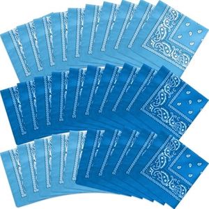 30 Pcs Bandanas Bulk Paisley Bandanas Unisex Head Wrap Scarf Cowboy Bandanas Headband Handkerchief for Women Men, Light Blue