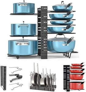 GIOD Pot Rack Organizer, 8-Tier Pot and Pan Organizer, Pot Lid Organizer, Kitchen Countertop and Cabinet Adjustable Shelf Organizer, 3 DIY Ways (Upgraded)