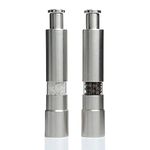 Aroja Salt and Pepper Grinder Set. Premium Stainless Steel Salt and Pepper Mills Shakers Works Great with Peppercorns, Sea Salt, Himalayan Salt, Spices & Table Seasoning Set of 2