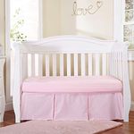 EVERYDAY KIDS Light Pink Pleated Crib Skirt; 100% Natural Cotton Nursery Crib Bedding Skirt for Baby Boys and Girls; Crib Dust Ruffle with Split Corners for Easy On and Off, 14 Inch Drop