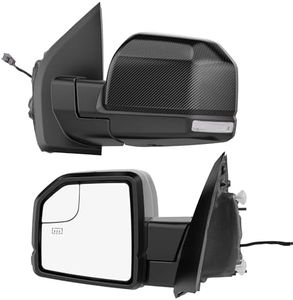 Power Heated Tow Mirrors Compatible with 2015 2016 2017 2018 2019 2020 Ford F150, Trailer Towing Side Mirrors w/LED Turn Signal & Ambient Temp Sensor(for 2019+), Carbon Fiber Grey Housing