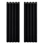 PONY DANCE Black Blackout Curtains Eyelet - 90 Inch Drop Soundproof Curtains for Living Room Full Shading Thermal Insulated Drape for Bedroom Halloween Decoration, 66 Inch Width, 2 Pieces