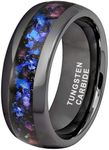 TUTISS 8mm Silver/Black/Gunmetal Tungsten Rings for Men Women Orion Nebula Opal Galaxy Fragment Inlay Fashion Jewelry Engagement Wedding Promise Band Polished Shiny Comfort Fit, Non-Precious Metal, No