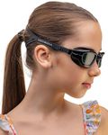 AqtivAqua Kids Swim Goggles Swimming Goggles for Kids Youth Childrens Boys Girls MINI-DXP (All Black, Polarized lenses)