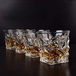 HOME CRAF® Crystal Diamond Cuts Shape Whiskey Glass 290 ML Set of 4 Pcs Whisky Juice Wine Brandy Rum Cocktail Beer Glasses Drinking Water Tableware Bar Glass Cognac-Old Fashioned