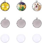LANBEIDE Silver Pendant Trays for Jewelry Making Kits, 40 Pieces Stainless Steel Round Bezel with 40 Pcs Clear Cabochon Dome 25mm / 1 Inch Diameter (Total 80 Pcs)