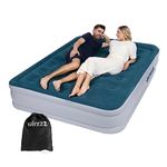 airzzZ Slumber Plus Air Bed - Double High Raise Flocked Non Slip Mattress - Inbuilt Electric Pump - Quick Self Inflation & Deflation - Camping,Hiking, Caravan, Guest Bed - Comes With Carry Bag