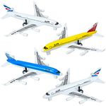 Tcvents Airplane Toys -4 PacK Metal Pull Back Plane Toys for 3 4 5 6 Year Old Boys Girls, Die Cast Aircraft Plane Models, Kids' Play Vehicles Aeroplane Airplanes for Kids Birthday Gift