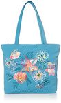 Vera Bradley Women's Microfiber Vera Tote Bag Handbag, Happy Blooms, One Size