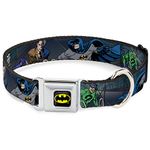 Buckle-Down Seatbelt Buckle Dog Collar - Batman Battling Villains in Tunnel - 1.5" Wide - Fits 18-32" Neck - Large