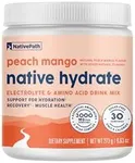 NativePath Native Hydrate, Zero Sugar, Electrolytes Powder with BCAAs, Peach Mango Hydration Powder, Keto & Paleo Friendly, 30 Servings