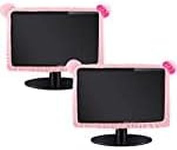 Hoteam 2 Pcs 27'' - 34'' Computer Monitor Cover with Cat Ear Furry Elastic Monitor Dust Cover Pink Desk Accessories Dustproof Cover Kawaii Decor for PC TV Laptop LCD Screen