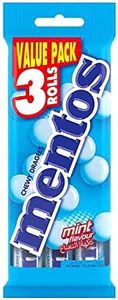 MENTOS Mint Candy Roll 3 Pack, Minty Freshness and Enjoyable Chew, 112.5g