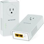 NETGEAR Powerline Adapter Kit, 2000 Mbps Wall-Plug, 2 Gigabit Ethernet Ports with Passthrough + Extra Outlet (PLP2000-100PAS)