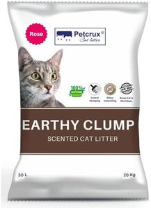 PetCrux Earthy Clump Scented Cat Litter Sand, Rose Fragrance, Natural Bentonite Clay, Superior Odour Control, Dust Free Scoopable, Keeps Cats and Pets Clean, 20kg
