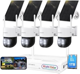 [Starlight CAM] XMARTO 2K HD Night Color Wire-Free Solar PTZ Security Camera System Wireless,4K Long Range WiFi6 Surveillance DVR,Battery Home CCTV Kit w. 1TB HDD, HDMI Output Monitor/TV, Mobile View