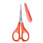 Munix SL-1150C 128 mm / 5" Stainless Steel Scissors | Pointed Tip with Shock Proof Body | Ergonomic & Soft Handles for Easy Handling | Orange, Pack of 2 - Color May Vary