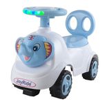 JoyRide Blue Elephant Ride-On Baby/Kids Ride for Boys & Girls 1-3 Years with Light Horn Storage Compartment (Blue)