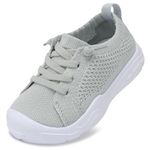 JIASUQI Toddler Shoes Boys Girls Breathable Trainers Kids Barefoot Sneakers Slip on Athletic Shoes(Light Grey,Size 6)