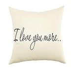 Ogiselestyle I Love You More Throw Pillow Cover Cotton Linen Home Decorative Throw Pillow Case Cushion Cover for Sofa Couch, 18" x 18"