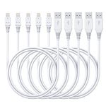 6ft iPhone Charger 5Pack,Lightning Cable 6 Foot,MFi Certified Long Charging Cord 6 feet Compatible with Apple iPhone 11/Pro/Max/SE/X/XS Max/XR/8/8 Plus/iPad/iPod (White)