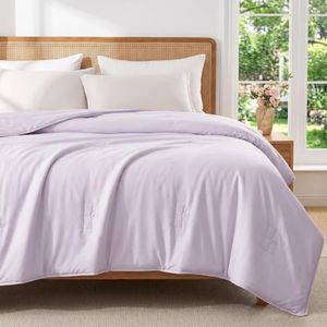 JSELF Cooling Comforter, 100% Viscose Derived from Bamboo Filling Summer Blanket for Hot Sleepers with Cool Fabric, Lightweight, Breathable & Machine Washable, 90"×90", Purple