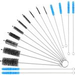 16 Pcs Extra Long Straw Cleaning Brush Nylon Cleaning Bottle Brush Cleaning Brushes Tube Washing Cleaner Kit Tool Reusable Bottle Straw Brush in Different Size (Blue-Black,16 Pieces)