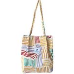 KEYRI Corduroy Totes Bag Women's Shoulder Handbags Cord Bag Large Reusable Carry Bag Pocket Big Capacity Shopping Bag Colourful Stripes Shoulder Bag for School College Travel Work Casual (Colourful)