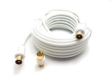 MainCore 10m Long White Gold Plated RF TV Freeview Plug to Plug White Aerial Antenna Lead Cable with Coupler (10m)