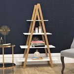 Charles Jacobs Bamboo A-Frame Ladder Pyramid Bookcase Bookshelf Unit - White