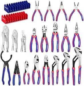 WORKPRO Pliers Set, 20 Pieces Pliers Tool Set with 2 Packs Organizer Rack, Slip Joint Pliers, Channel Locks Plier and Vise Grip Plier Assortment for Home, Garage, Mechanics & DIY Projects