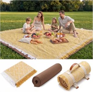 Genovega 2 in 1 Extra Large 80"* 80" Picnic Blankets Waterproof Outdoor Beach Blanket Foldable Camping Mat Supplies Europe Travel Accessories Hawaii Necessities Hiking Items Yellow