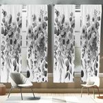 Ambesonne Grey Window Curtains Pack of 2, Modern Illustration of Futurist Design Leafy Floral Scene Monochrome Style, Lightweight Set & Rod Pocket, 4 Panels of - 28" x 95", Pearl Charcoal Grey