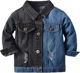 Cromoncent Classic Denim Jacket for Boys Girls & Women, Black Blue, 12-18 Months