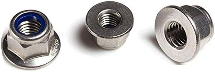 FullerKreg (Pack of 10) M8 x 1.25 A2 Stainless Steel DIN 6926 Hex Flange Nylon Insert Lock Nuts, 18-8 Stainless Steel 304, Bright Finish