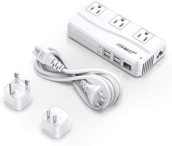 BESTEK Universal Travel Adapter 220V to 110V Voltage Converter with 6A 4-Port USB Charging and UK/AU/US/EU Worldwide Plug Adapter (White)