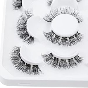 Clear Band Eyelashes Russian Volume Fluffy Strip Lashes 5 Pairs Manga Lashes Natural looking Wispy C/D Curly False Eyelashes look like extensions (AG-557)